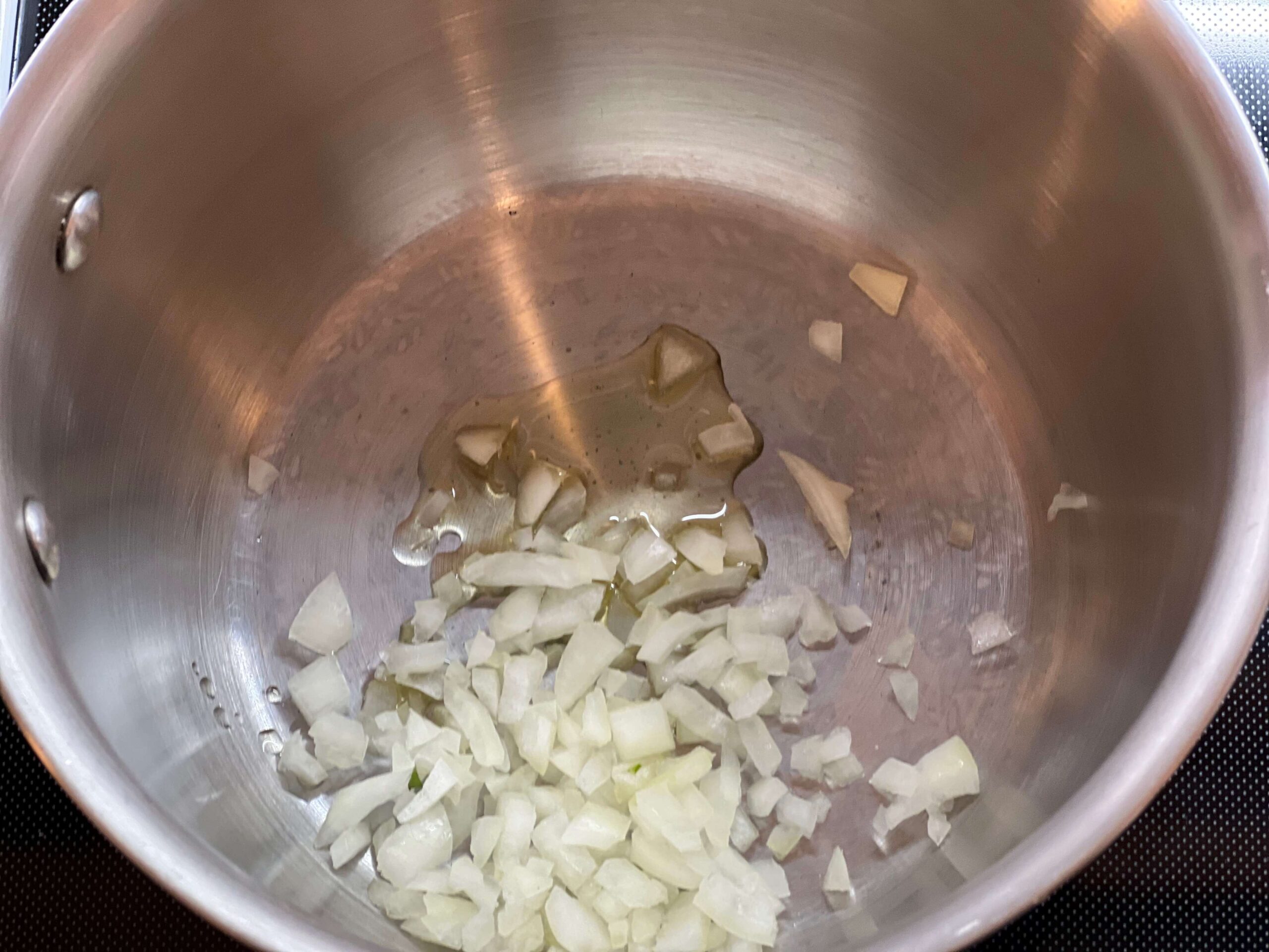 Saute onions and garlic.