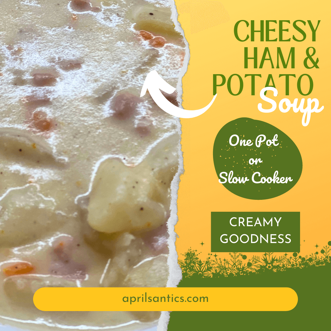 Slow Cooker Cheesy Ham and Potato Soup - April's Antics